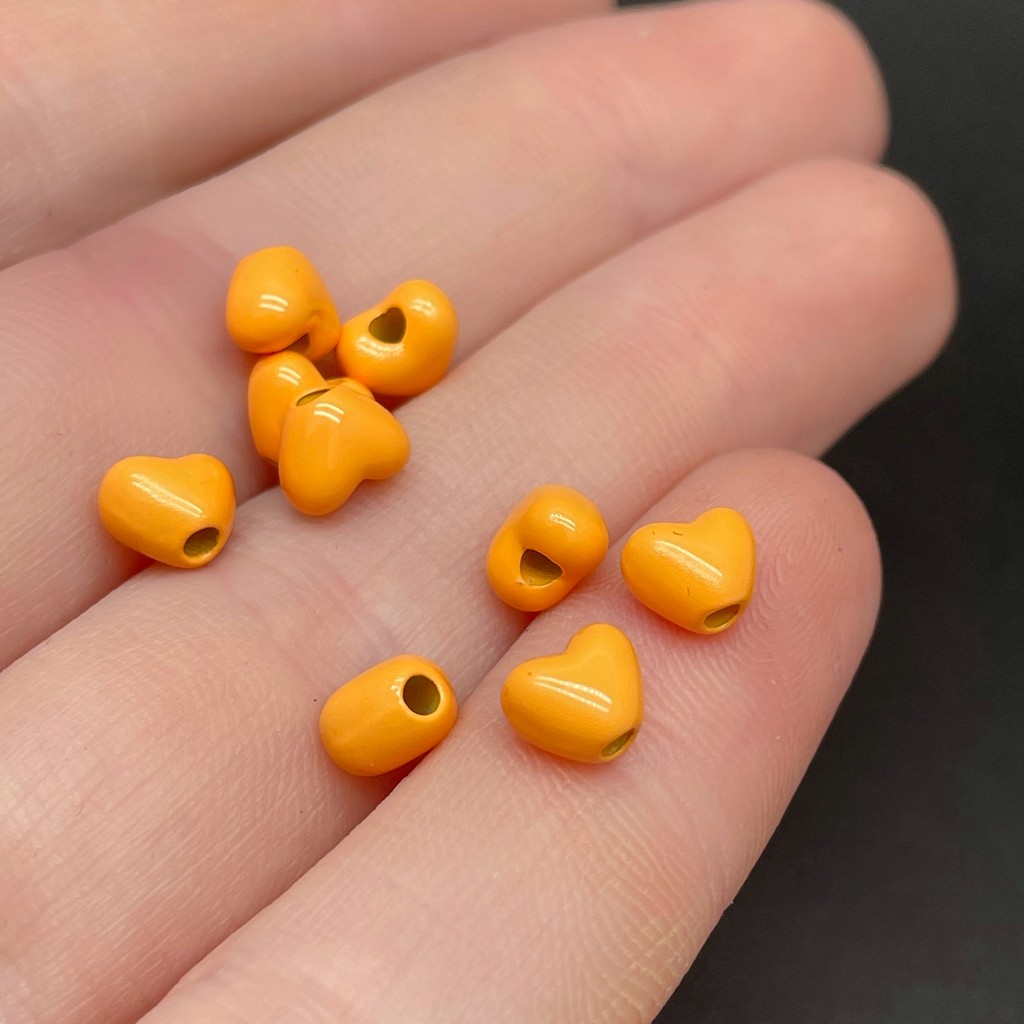 5*6 мм , Бусина сердце оранжевая эмаль уп.10шт 