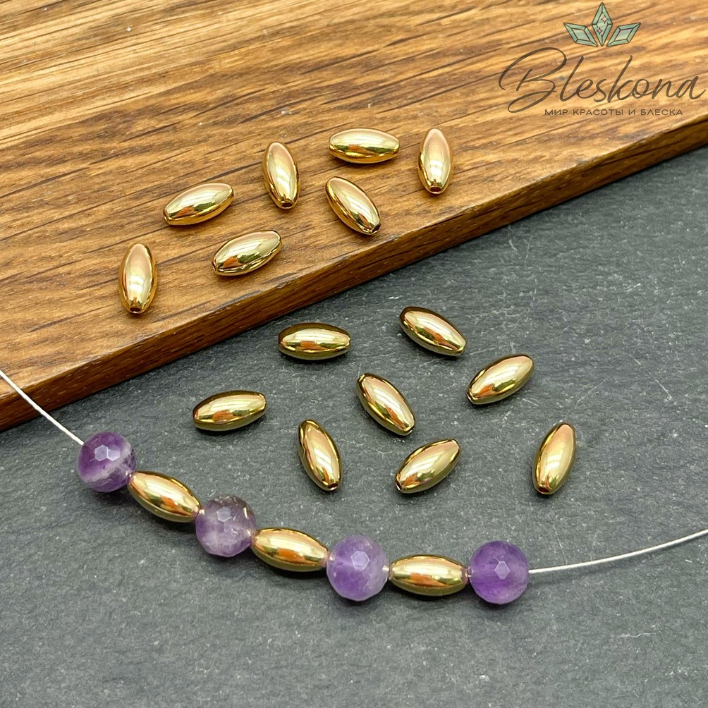 8*4 мм Цвет золото, Бусина рис