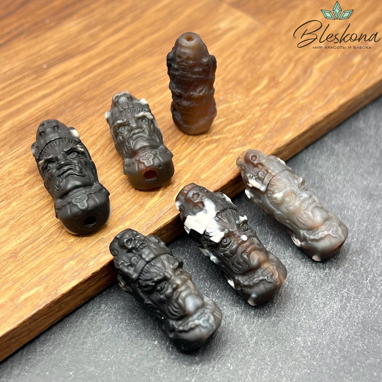 30*12 мм Резная тибетская бусина из Агата №3