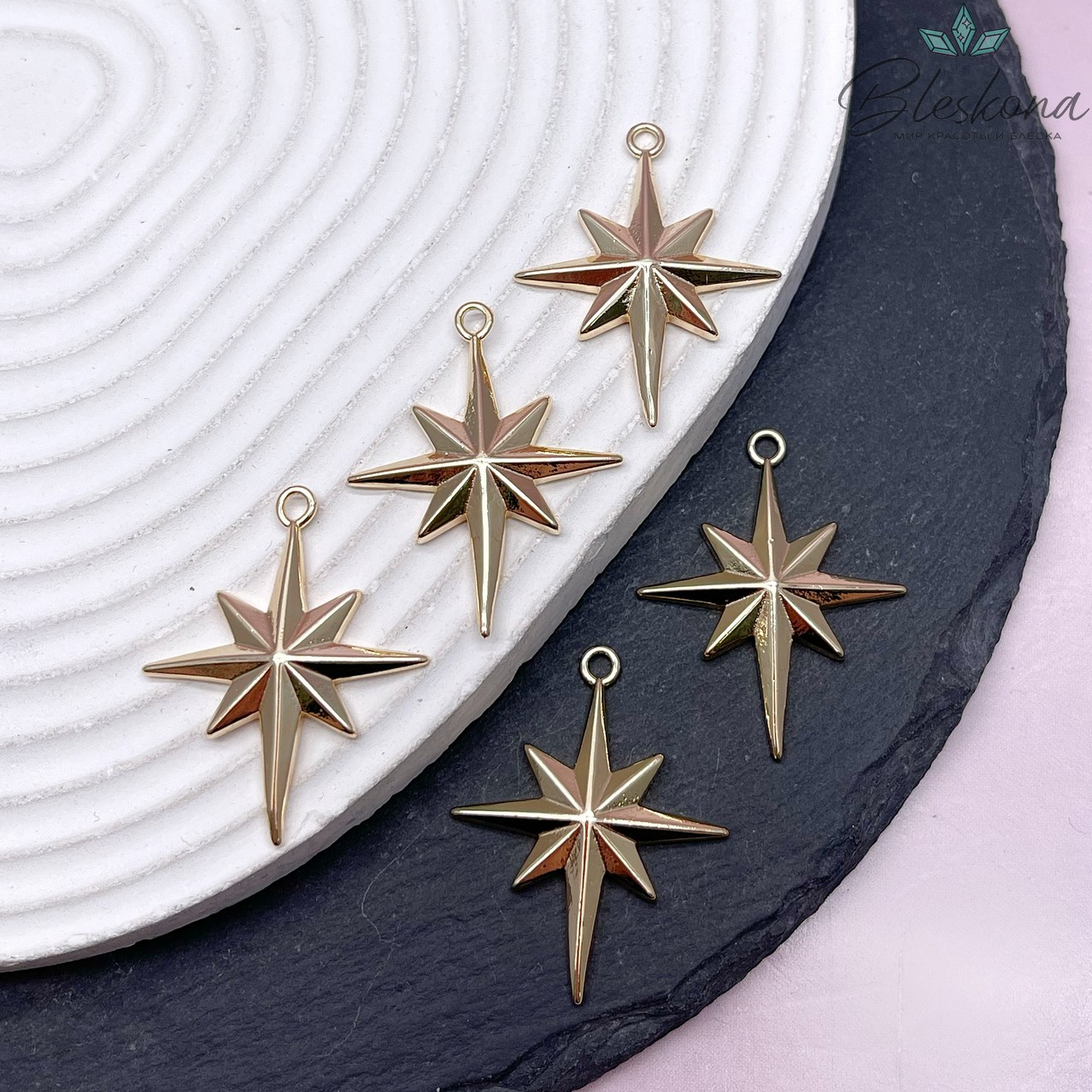 34*28мм Цвет золото, Подвеска Звезда Северная крупная