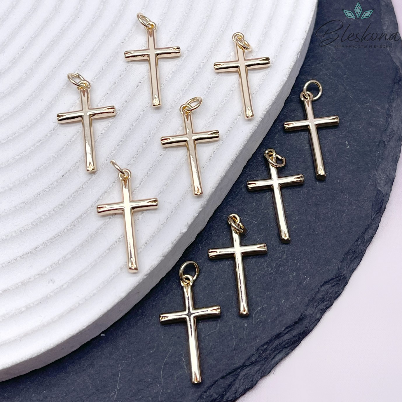 22,5*13 мм Цвет золото, Подвеска крест гладкий