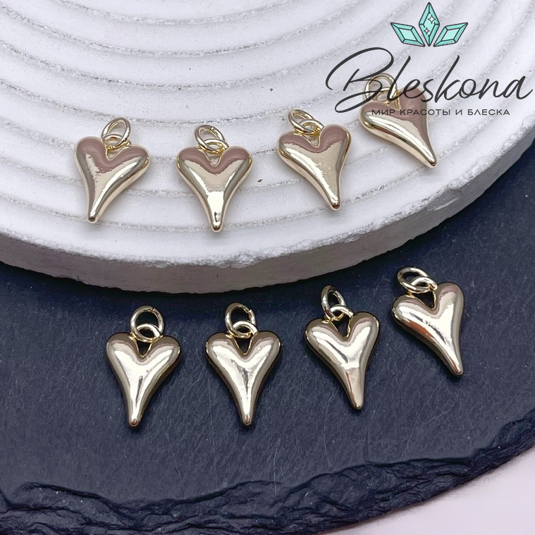 16*12 мм Цвет золото, Подвеска сердце объемное