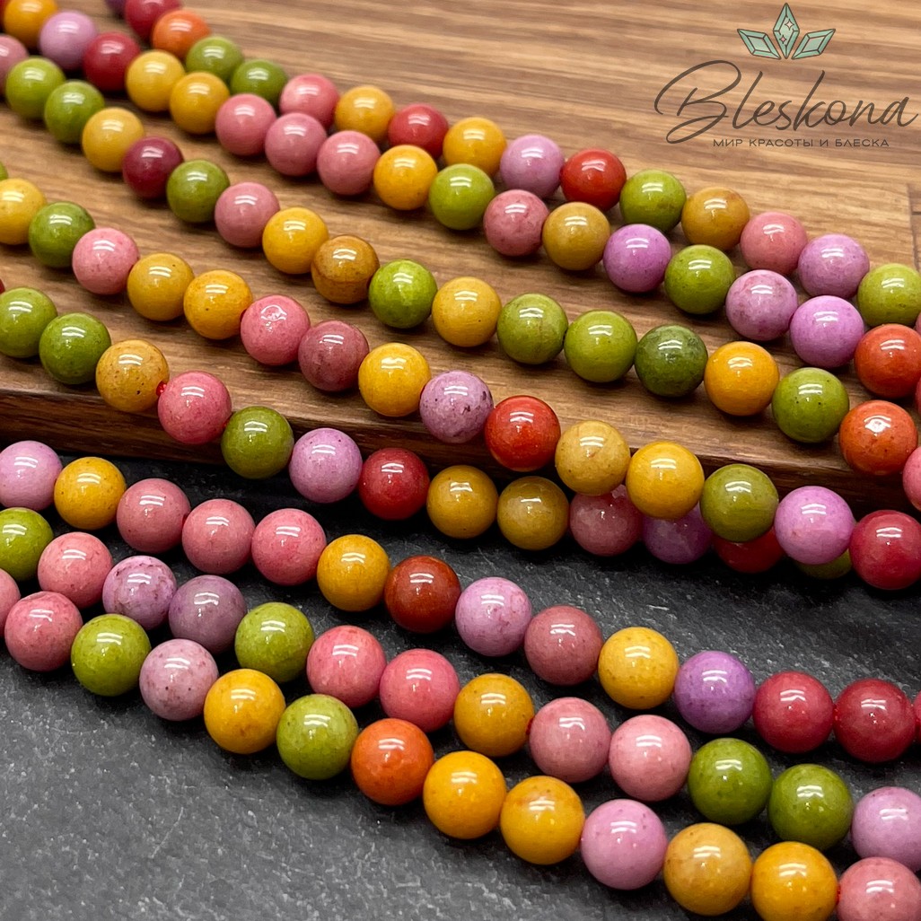 Агат микс №1 (тонированный) 6 мм 