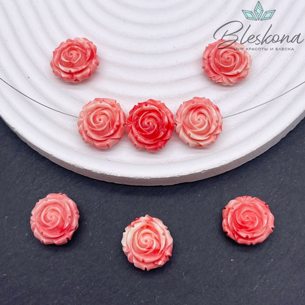 Бусина Розочка 15*8 мм (имитация коралла)