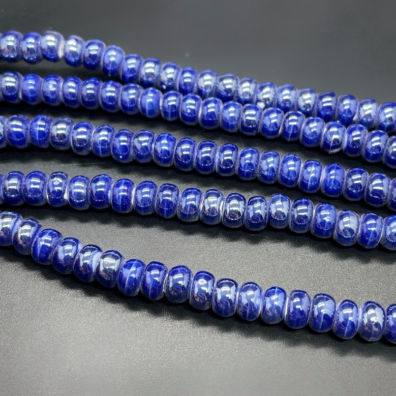 6*4 мм Бусина-разделитель, керамика цвет синий