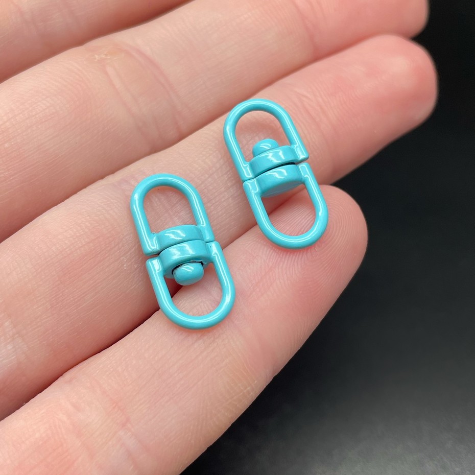 19*8 мм , Вращающаяся застежка-коннектор голубая эмаль