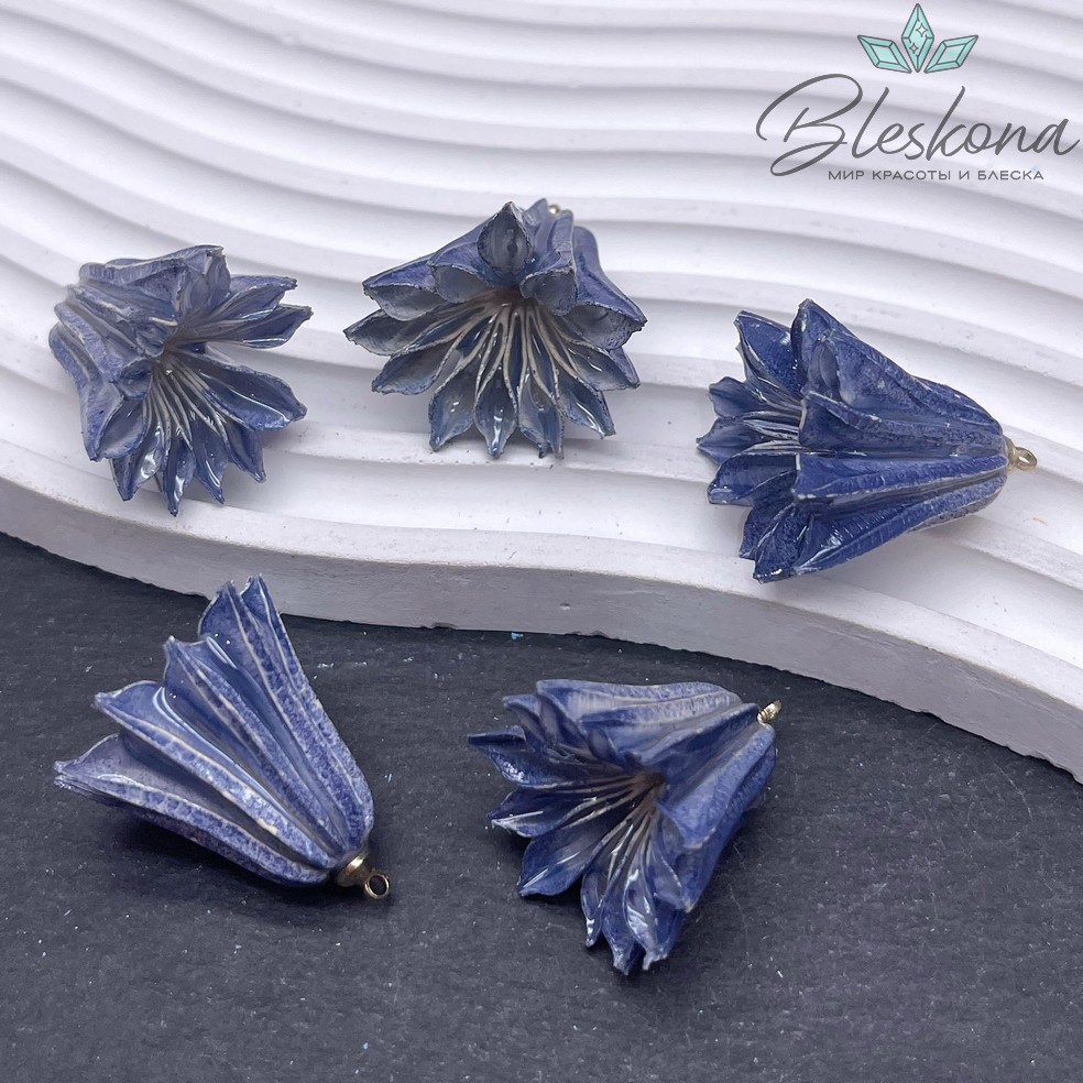 23-28 мм Подвеска Колокольчик в эпоксидной смоле синий