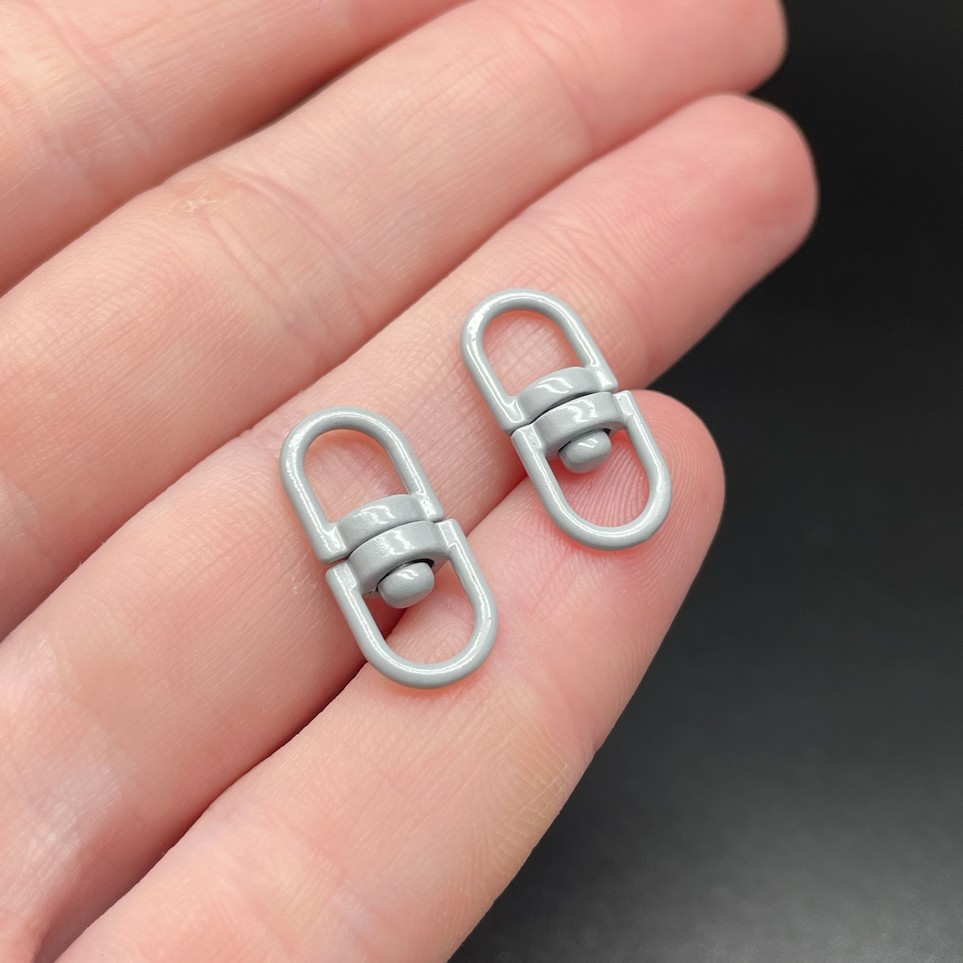 19*8 мм , Вращающаяся застежка-коннектор серая эмаль