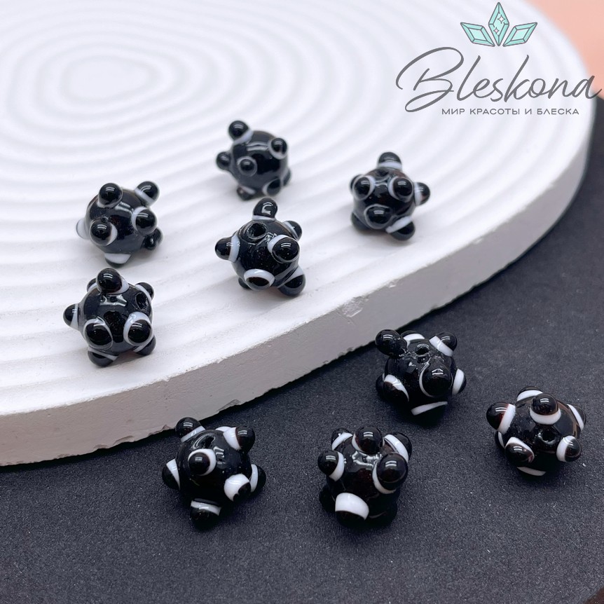 11 мм Бусина шар черный пупырчатый