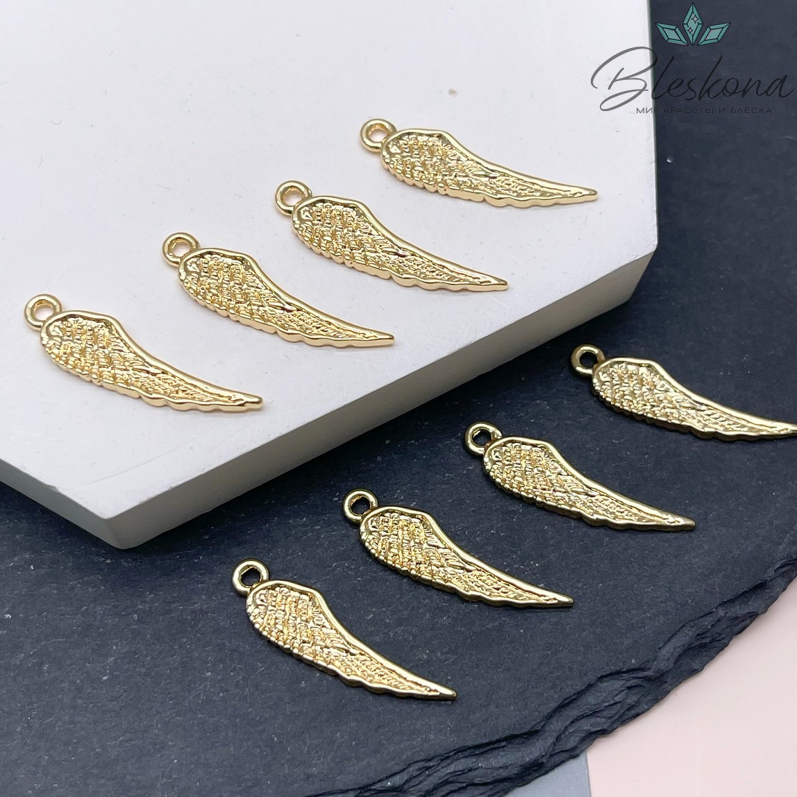 24*6,5 мм Цвет золото, Подвеска Крыло перья №2