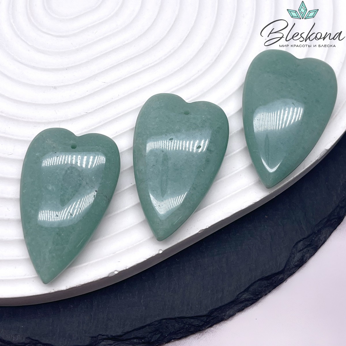 25*40 мм Подвеска Сердце Зеленый Авантюрин 