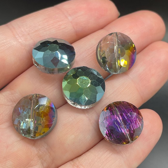 14 мм, Стекло Lux бусина таблетка хамелеон уп.5 шт