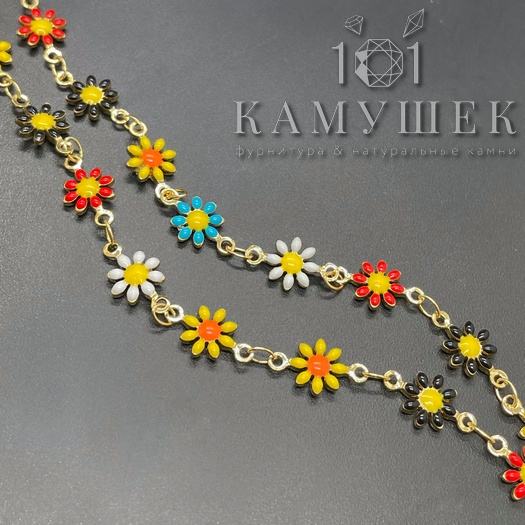 Цепь №169-1 цвет золото, цветок 12,5*7 мм 20 см