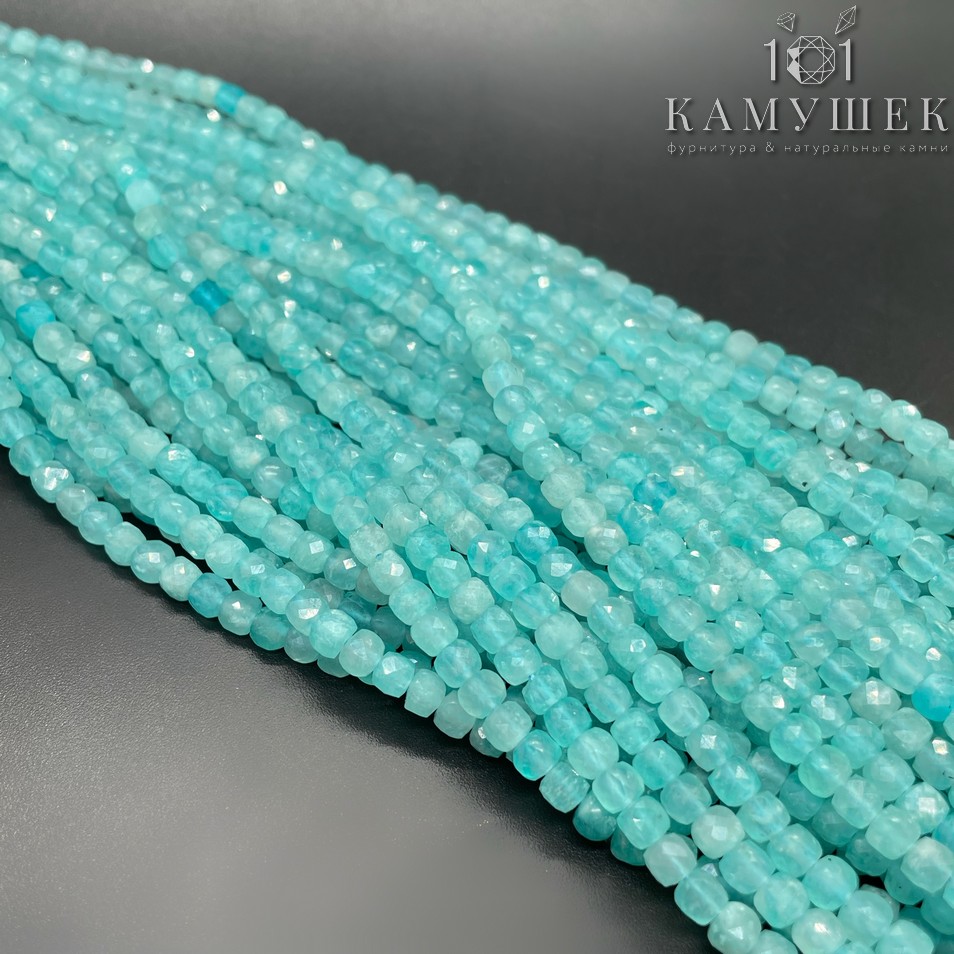 Амазонит куб огранка 4*4мм