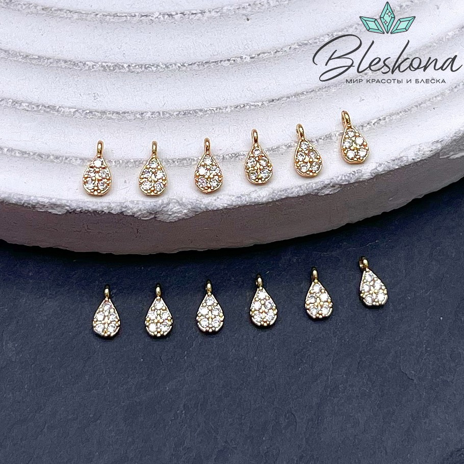 5*2,6 мм Цвет золото, Подвеска капля цирконы