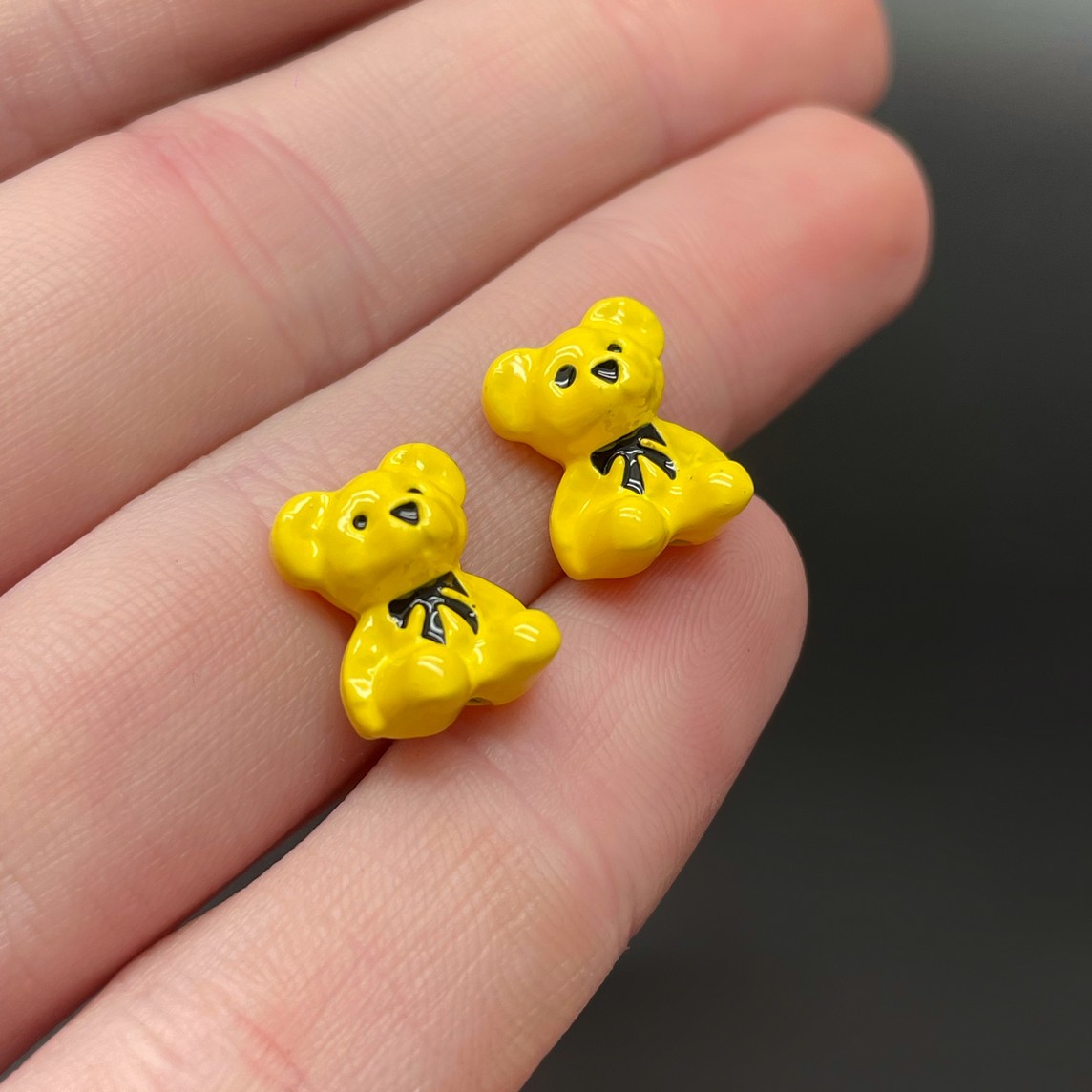 10*12,5 мм, Бусина Мишка желтая эмаль уп.5 шт