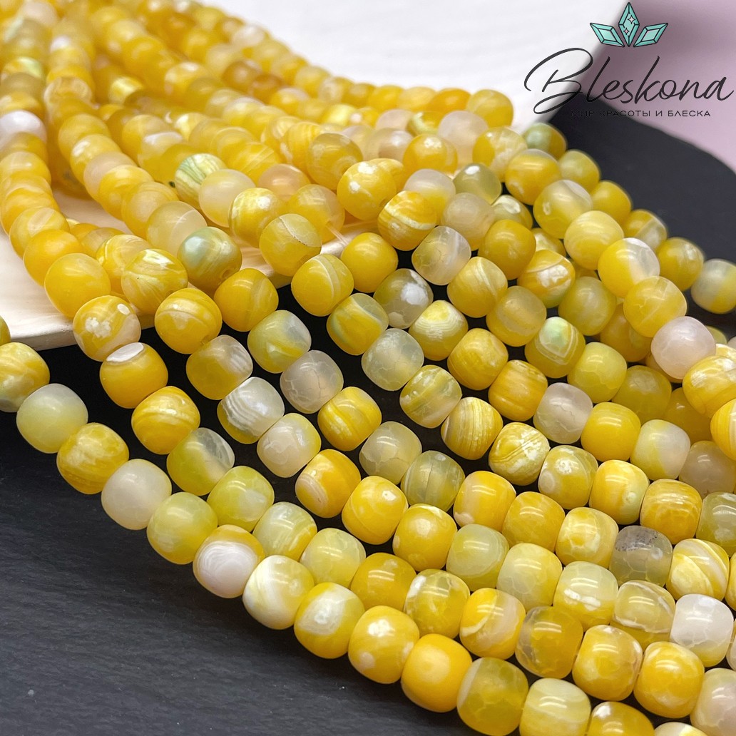 Агат с узором №42 (полуматовый) бочата 8*9 мм