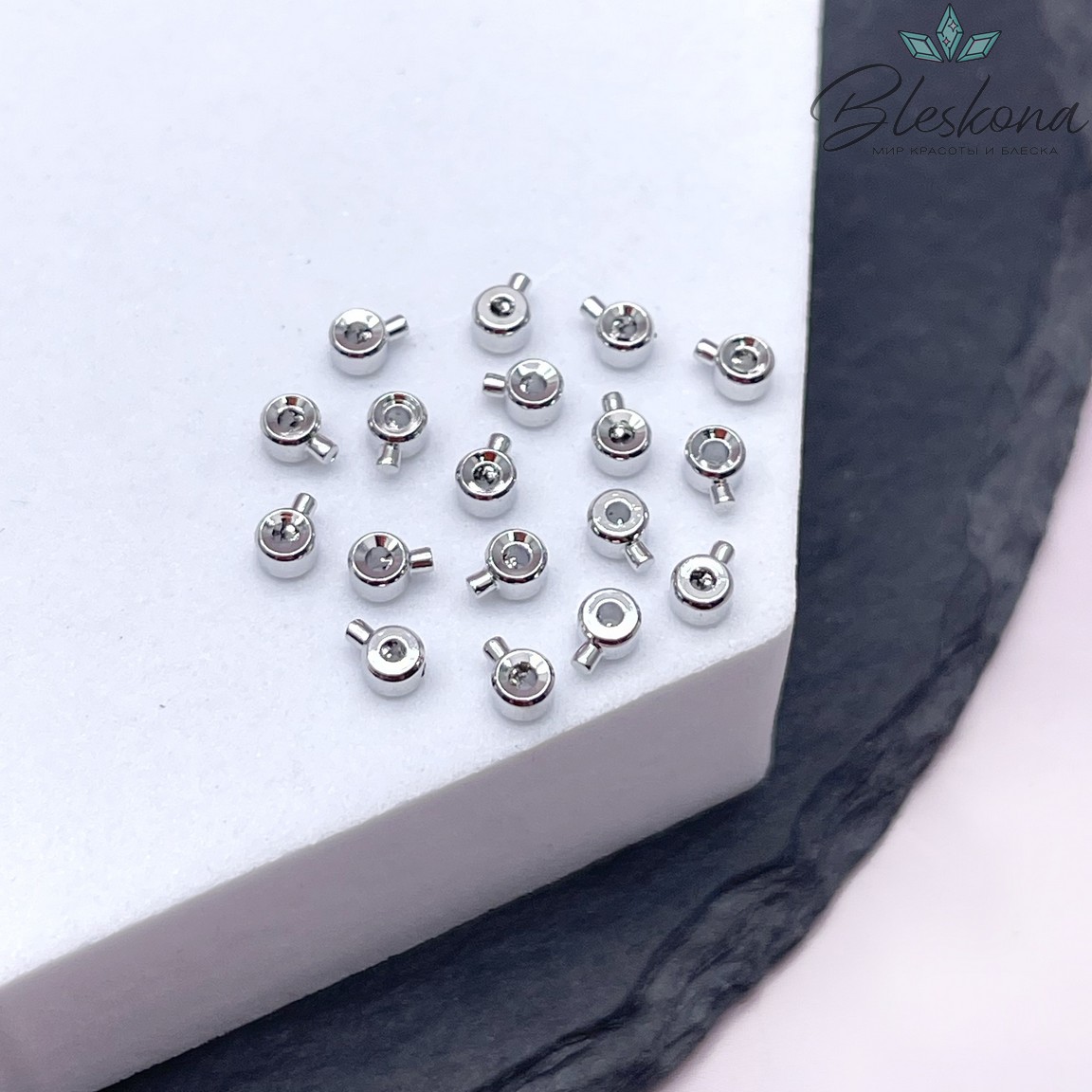 3 мм Цвет серебро, Кримпы One Touch Люкс уп.10 шт.