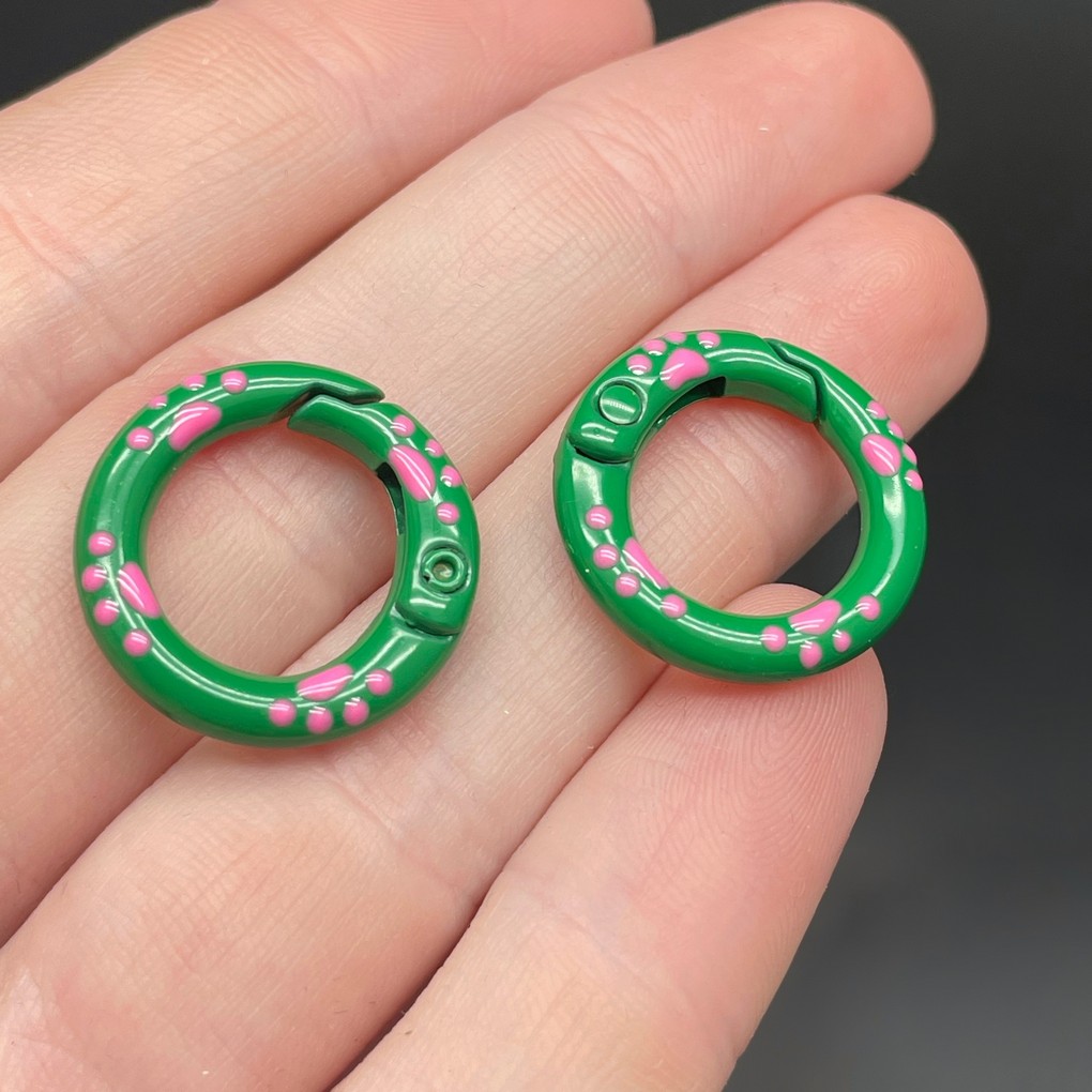 20мм , Замок круг капли темно-зеленая эмаль