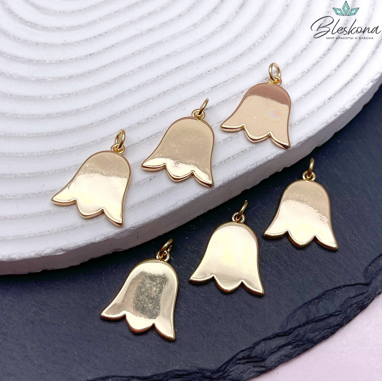 20*17,4 мм Цвет золото, Подвеска Тюльпан Этно №3