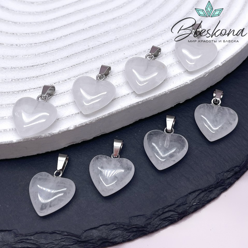16*15 мм Цвет серебро, Подвеска Сердце Горный хрусталь