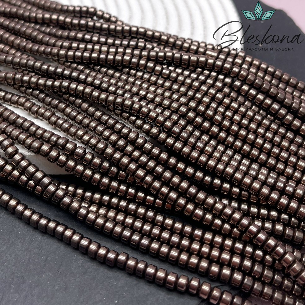4*3 мм Гематин рондель №1, цвет коричневый №1 (шоколадный)