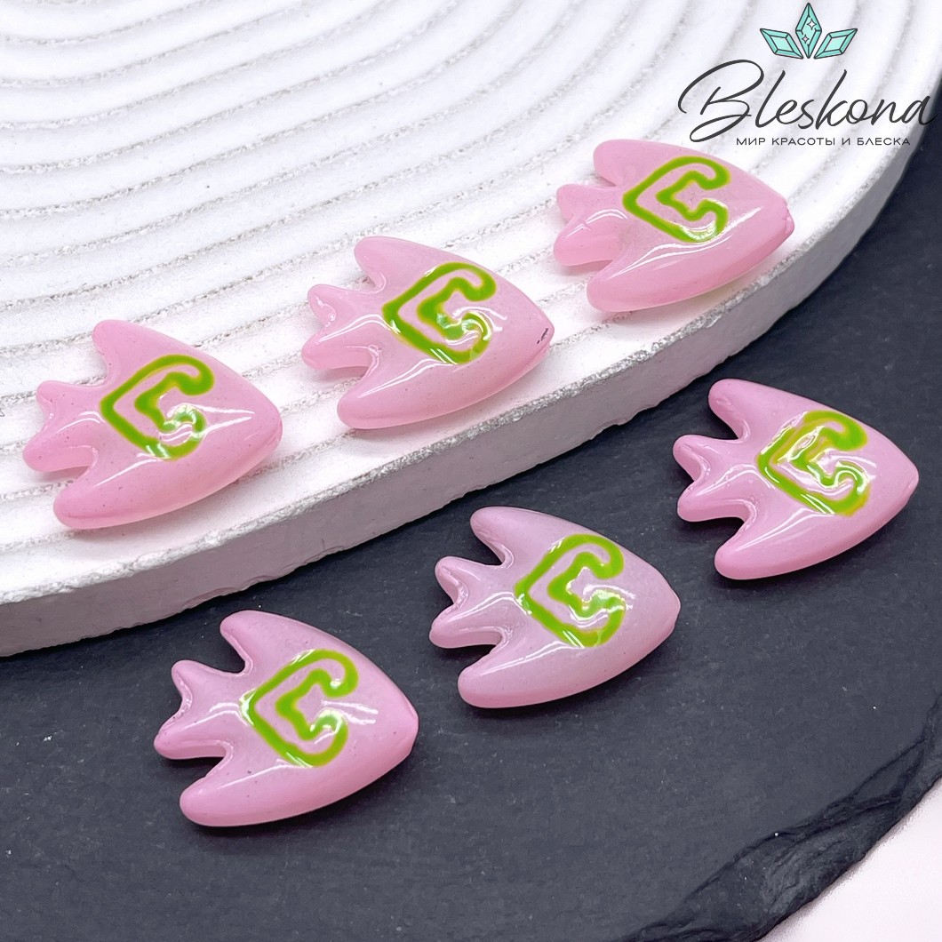 19,5*22 мм Бусина Рыбка розовая