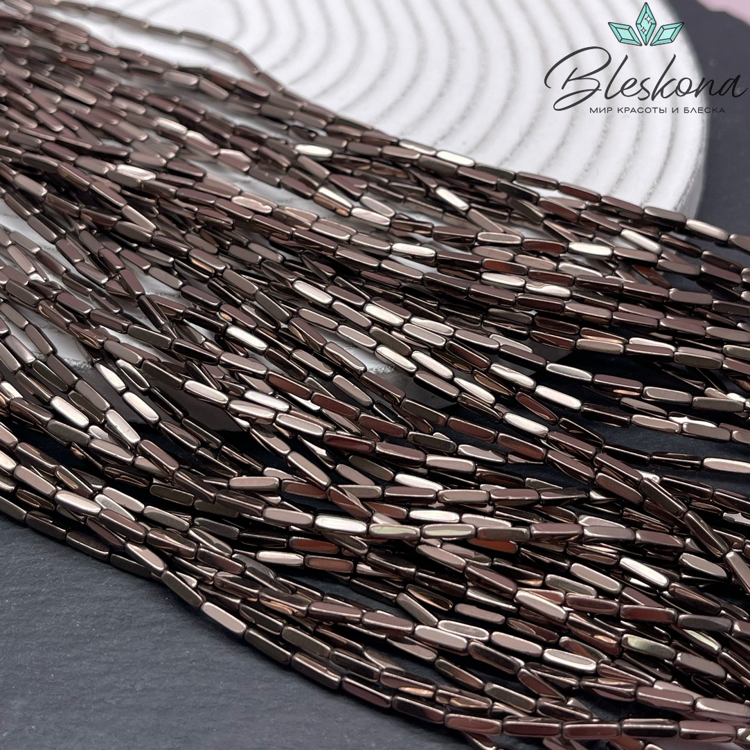 6*1,5 мм Гематин имитация, коричневый №1 (шоколадный), прямоугольник округленные стороны