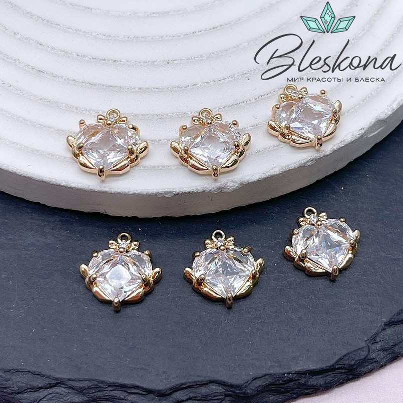 14,5*14 мм Цвет золото, Подвеска Сердце циркон 