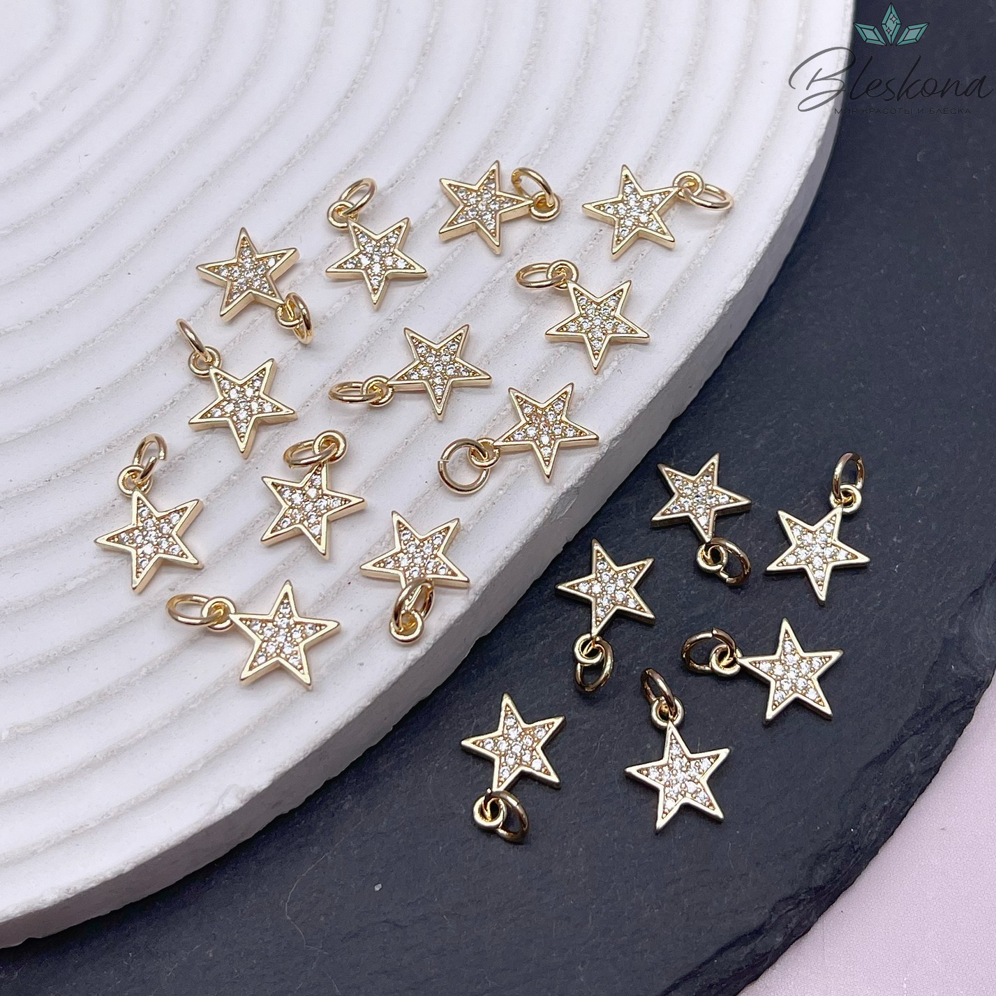 11,5*9,5 мм Цвет золото, Подвеска Звезда цирконы 