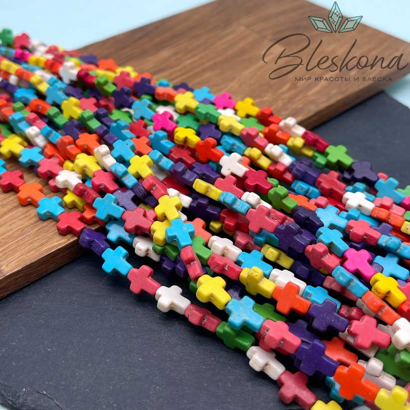 10*8 мм Магнезит (Говлит) имитация крест микс (тонированный)