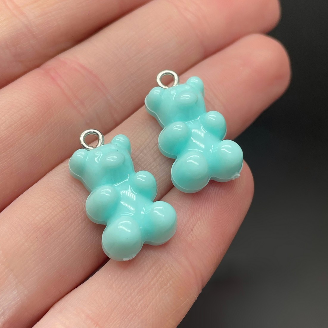 12*21,5мм, Цвет серебро, Подвеска Мишка бирюзовый