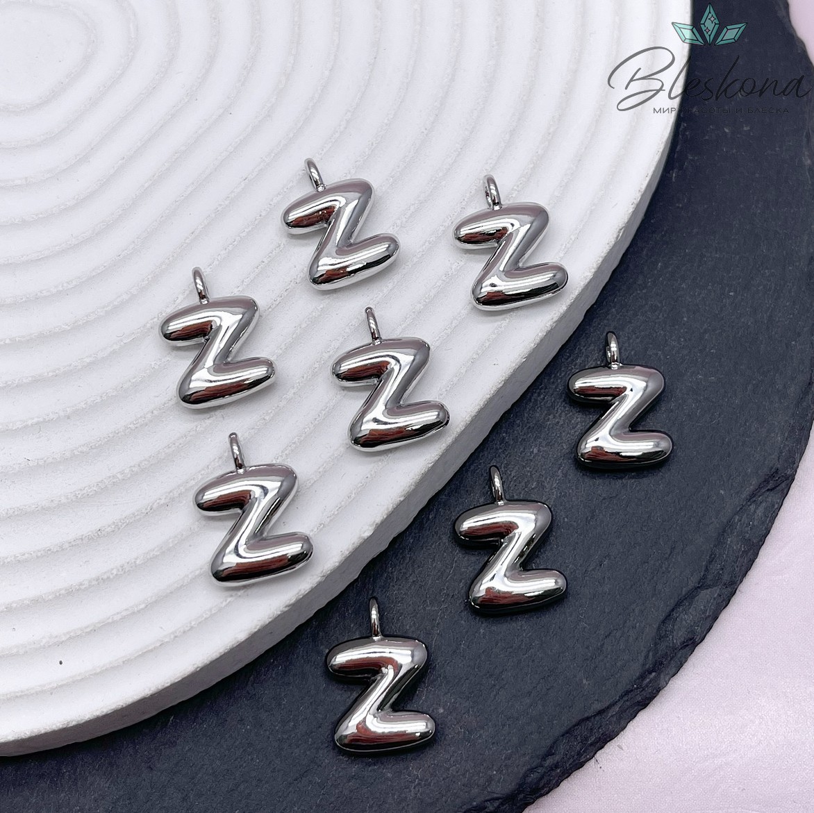 18 мм, Цвет серебро, Буква объемная Z