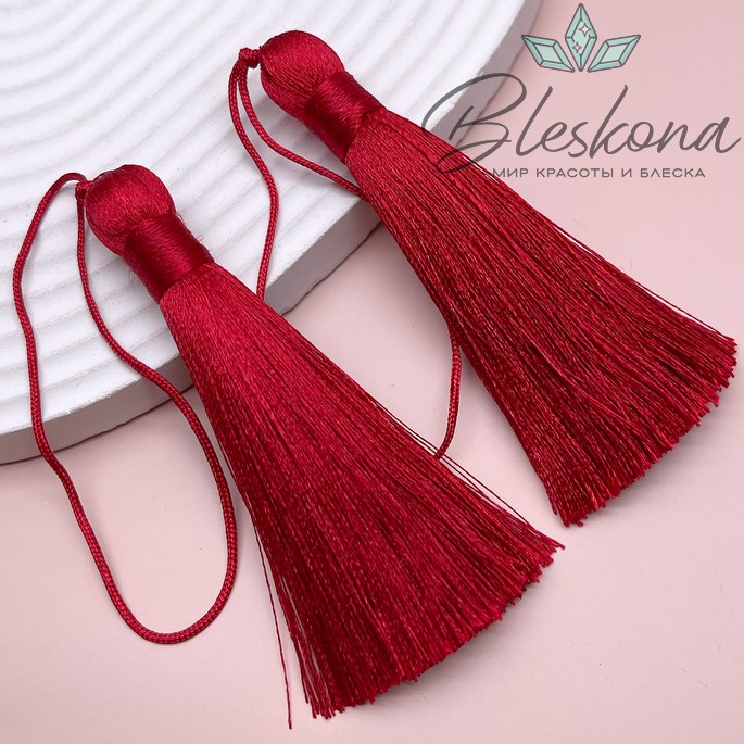 Кисть вискозный шелк Темно- красная 8*1 см