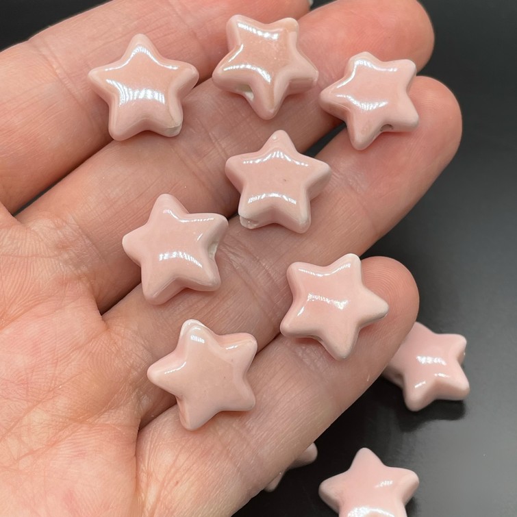 14 мм Бусина звезда, керамика цвет пудровый