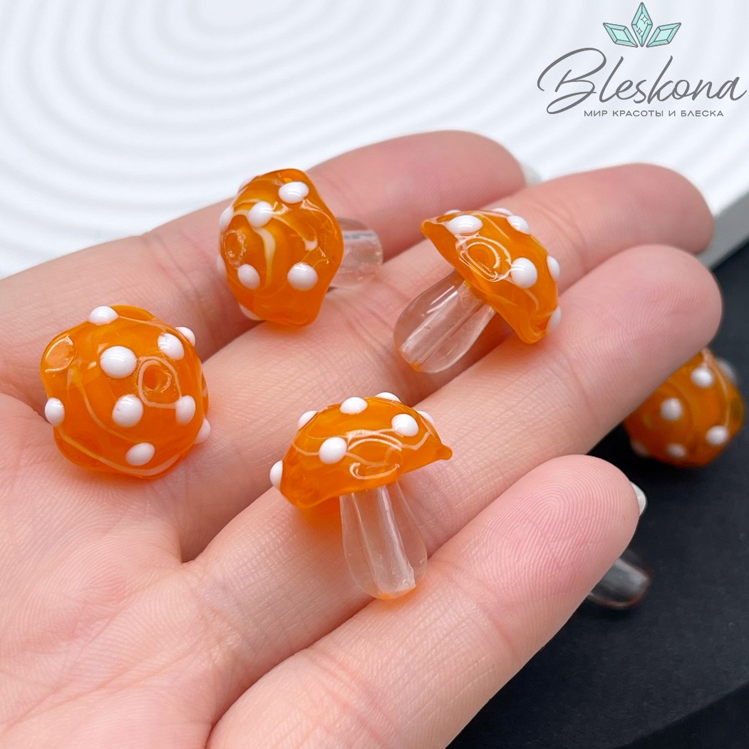 18*16 мм Бусина гриб оранжевый