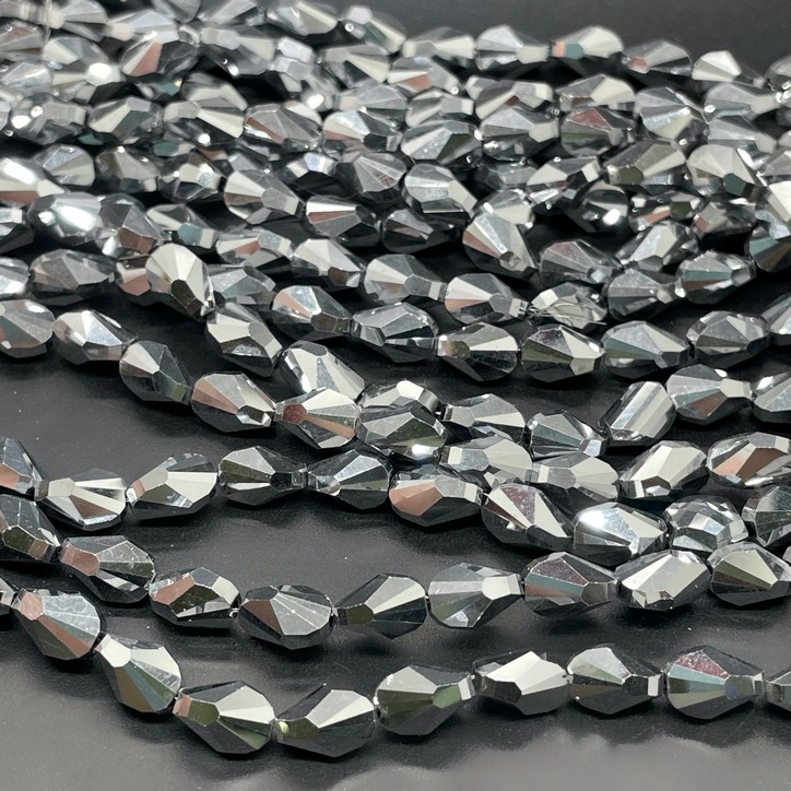 6*8 мм Стекло Lux, ракушка, цвет серебро