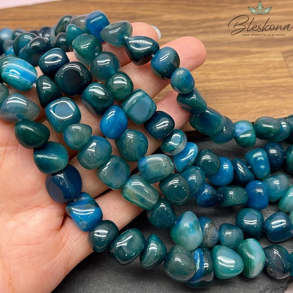 Агат голубой (тонированный) галтовка  (12-16)*(14-16)