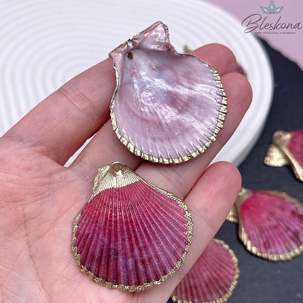 (36-40)*(35-37)мм, Цвет золото, Подвеска Тихоокеанский ситцевый гребешок