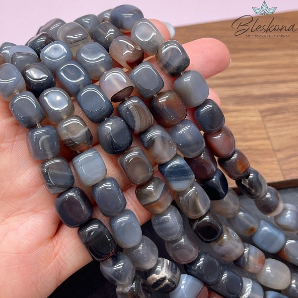 Агат серый №1 прямоугольник фриформ 11*9 мм