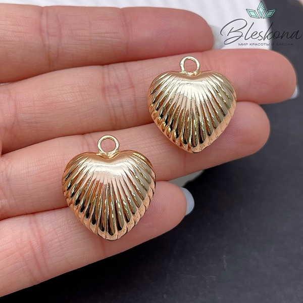 20*23мм Цвет золото, Подвеска Сердце лучи объемное 
