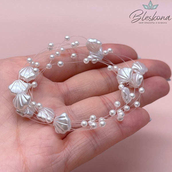 Основа для колье 1 м на леске имитация жемчуга ракушка