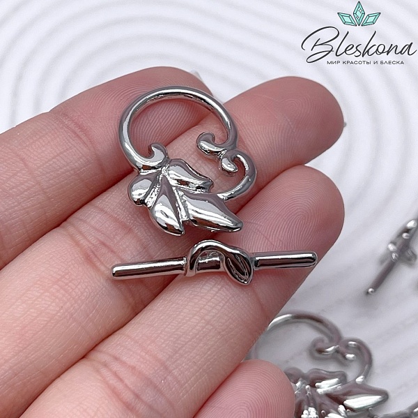 21*23 мм Цвет серебро, Замок Тогл Лист 