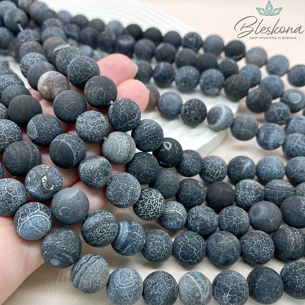 Агат Кракле черный 12 мм