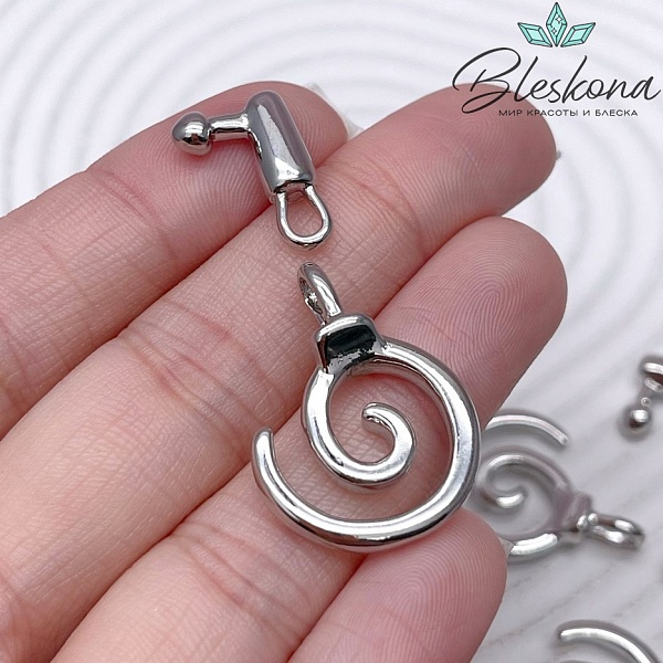 33*20 мм Цвет серебро, Замок Тогл спираль