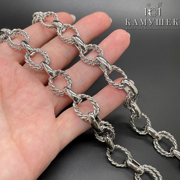 Цепь №98 цвет серебро 15,5*11,5 мм/13*8 мм