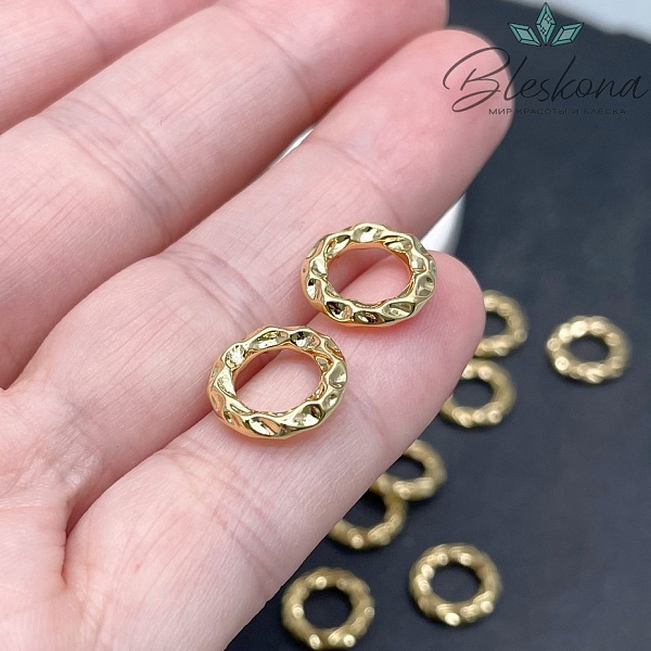 ⌀12мм Цвет золото, Подвеска кольцо мятое Люкс