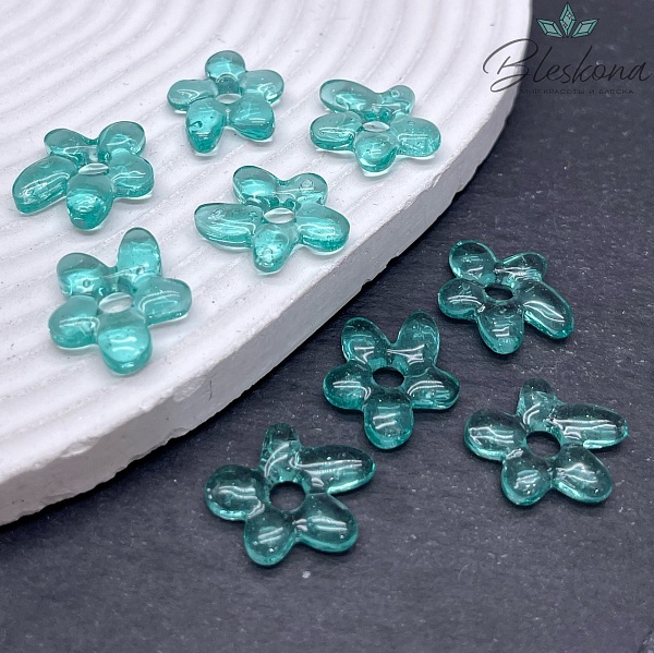 20*16 мм Подвеска цветок прозрачно- зеленый
