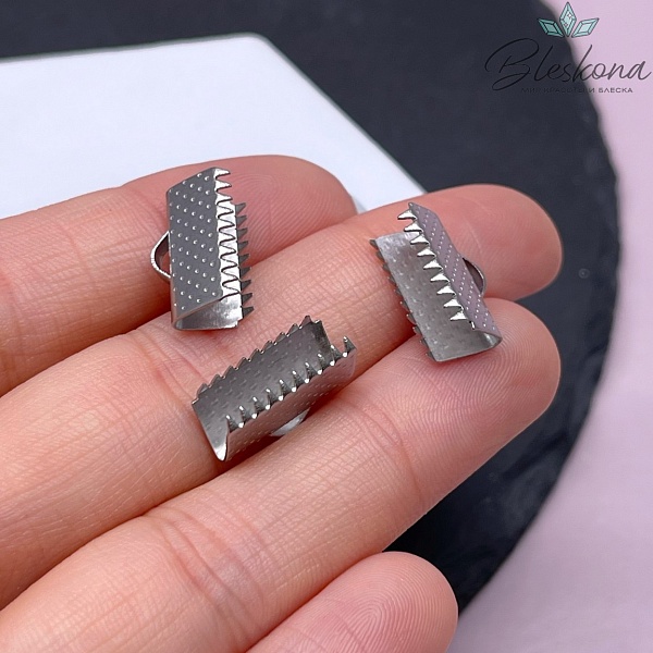 15*9 мм, Цвет серебро, Зажим-Концевик для шнура 