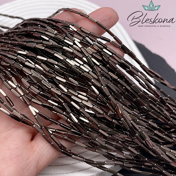 6*1,5 мм Гематин имитация, коричневый №1 (шоколадный), прямоугольник округленные стороны